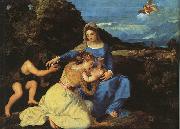  Titian Madonna and Child with the Young St.John the Baptist St.Catherine oil on canvas